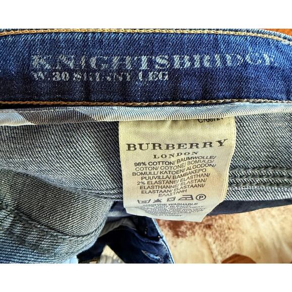 Burberry London KnightBridge Wash Blue Cropped Length Straight Leg Size 30 - Picture 12 of 12